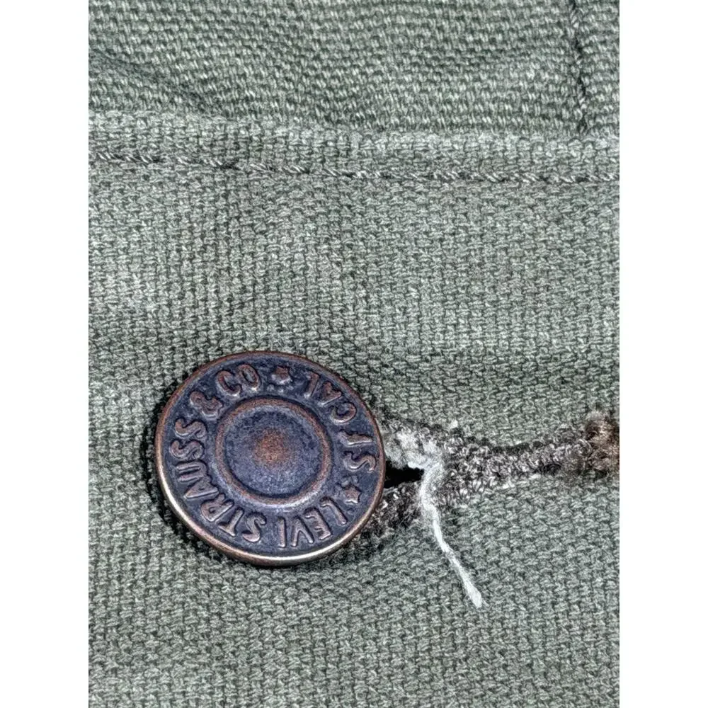 Levi’s Men’s Medium Olive Green Canvas Trucker Jacket Workwear Faded